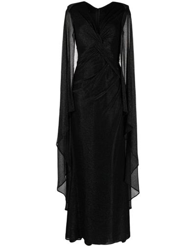 Talbot Runhof Metallic V-neck Dress - Black