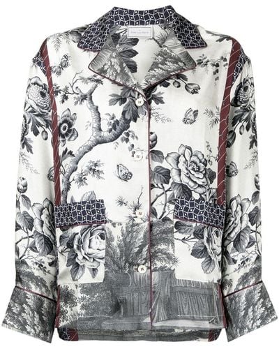 Pierre Louis Mascia Camicia Floral-print Shirt - Gray