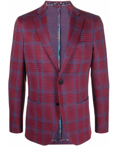 Etro Checked Single-breasted Blazer - Red