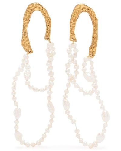 Loveness Lee Larissa pearl-embellished drop earrings - Blanco