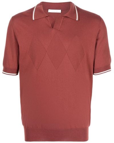 Cruciani Knitted Cotton Polo Shirt - Red