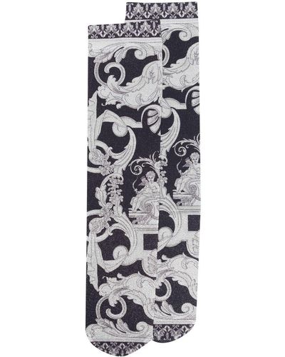 Versace Sokken Met Barokprint - Zwart