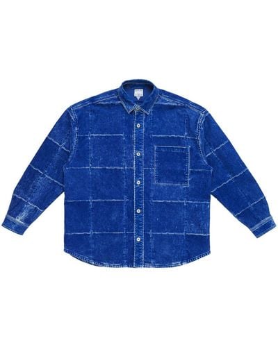 Marcelo Burlon Overhemd Met Patchwork - Blauw