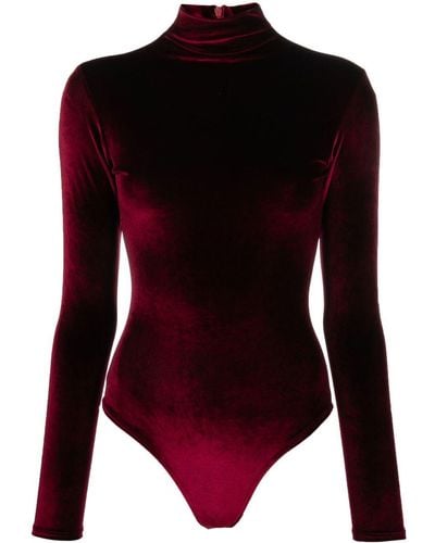 Atu Body Couture High-neck Velvet Bodysuit - Red