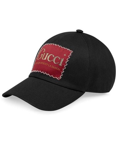 Gucci Casquette en coton avec étiquette - Noir