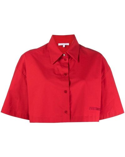 Patrizia Pepe Cropped-Hemd mit Knopfleiste - Rot