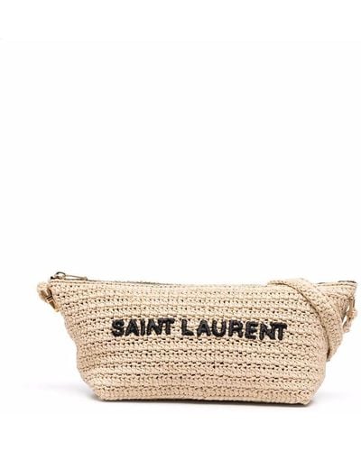 Saint Laurent Schultertasche aus gewebtem Bast - Natur