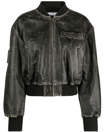 Acne Studios Distressed-effect Leather Jacket - Black