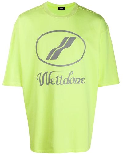 we11done T-shirt oversize con stampa - Verde