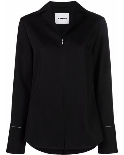 Jil Sander Zip-up Fitted Shirt Jacket - Black