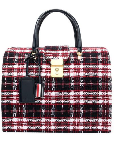 Thom Browne Mr. Thom Tartan Tweed Bag - Red