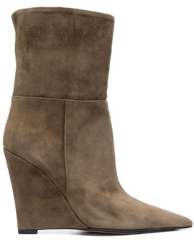 ALEVI 115mm Suede Wedge Boots - Brown