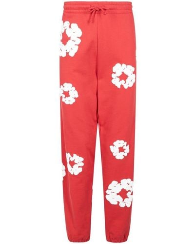 DENIM TEARS Cotton Wreath-print Track Trousers - Red