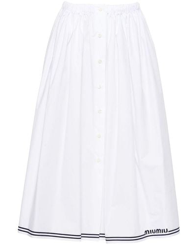 Miu Miu Falda midi con pliegues - Blanco
