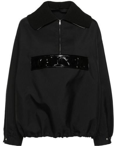 Gucci Sweater Met Logo-reliëf En Halve Rits - Zwart