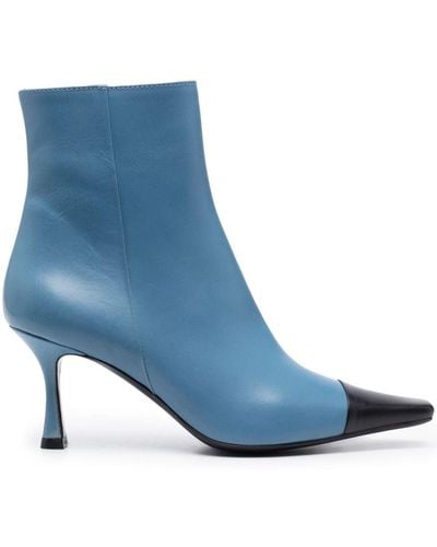 Roberto Festa Two-tone 70mm Leather Ankle Boots - Blue