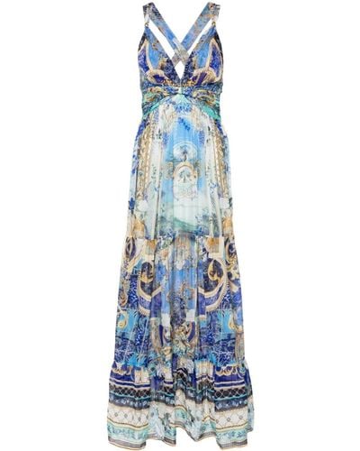 Camilla Maxi-jurk Met Print - Blauw