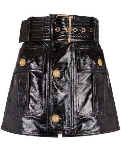 Balmain Minifalda con cinturón - Negro