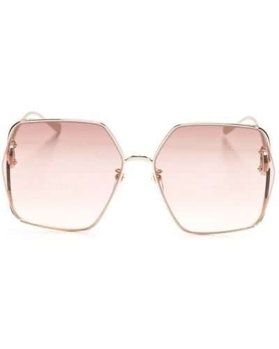 Gucci Eckige Sonnenbrille mit GG - Pink