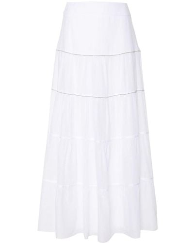 Peserico Beaded Maxi Skirt - White