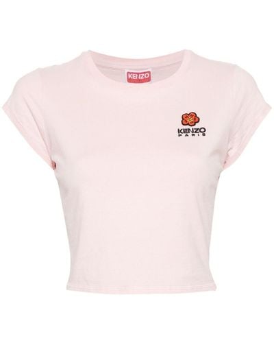 KENZO T-shirt Met Bloemapplicatie - Roze