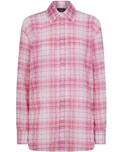 DSquared² Plaid Cotton Shirt - Pink