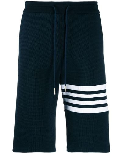 Thom Browne Pantalones cortos de deporte con 4 rayas - Azul