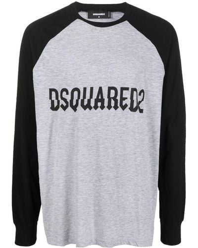 DSquared² T-shirt a maniche lunghe con stampa - Nero