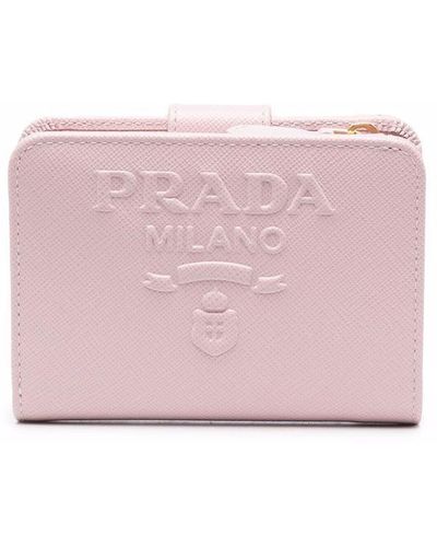 Prada Embossed Logo Wallet - Pink
