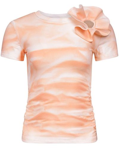 Area Camiseta con aplique floral - Rosa