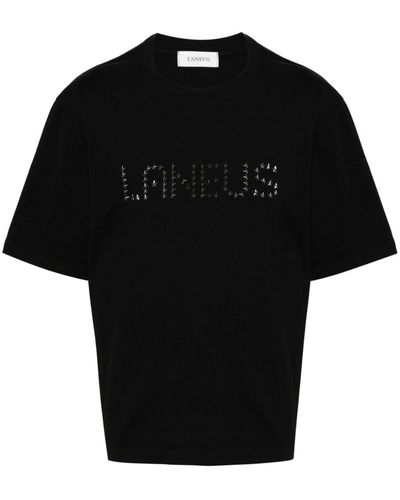 Laneus スタースタッズロゴ Tシャツ - ブラック