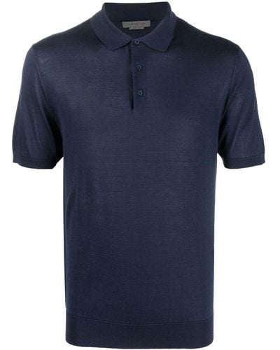 Corneliani Silk Short-sleeve Polo Shirt - Blue