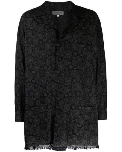 Yohji Yamamoto Manteau R-JQ à motif cachemire - Noir