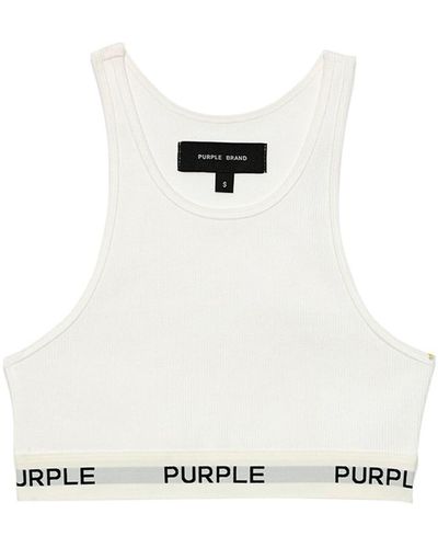 Purple Brand Logo-tape Cropped Top - White