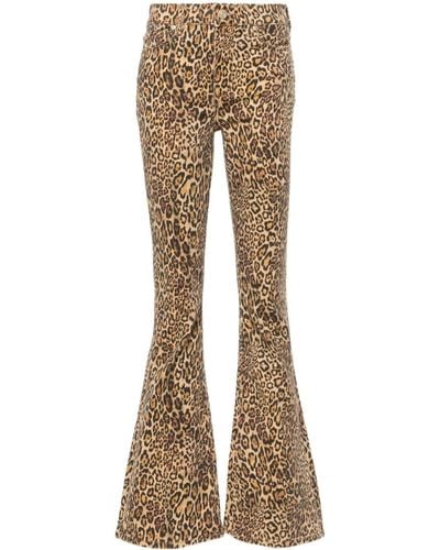 7 For All Mankind Hw Ali Leopard-print Flared Jeans - Natural