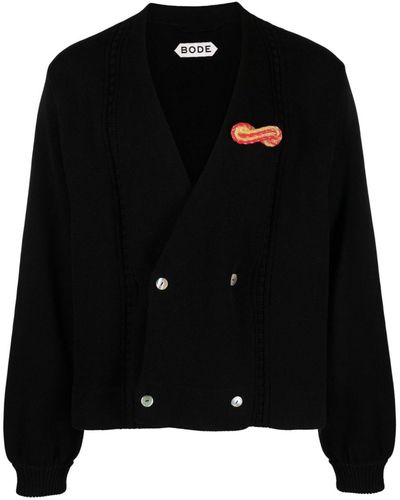 Bode Double-breasted Cotton Cardigan - Black