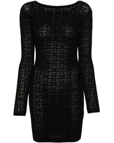 Elisabetta Franchi Mini Dress With Chain And Letter Back Detail - Black