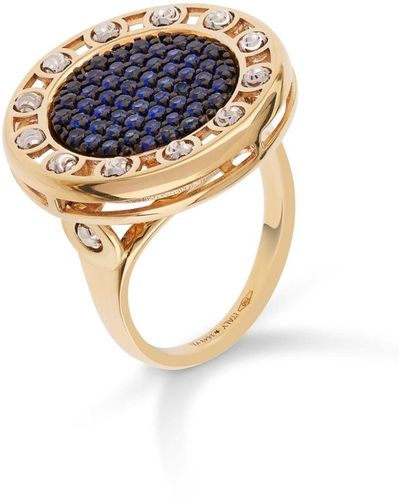 Officina Bernardi 18kt Yellow And White Gold Large Senzatempo Sapphire Ring - Blue