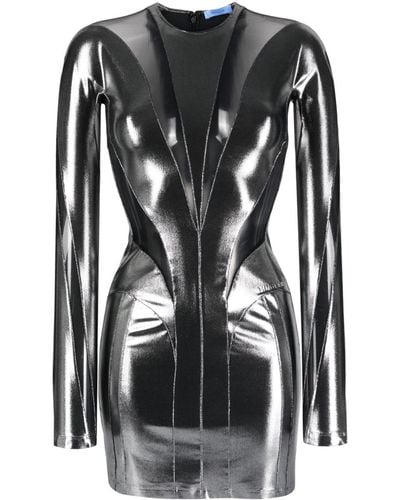 Mugler Minikleid mit semi-transparentem Einsatz - Schwarz