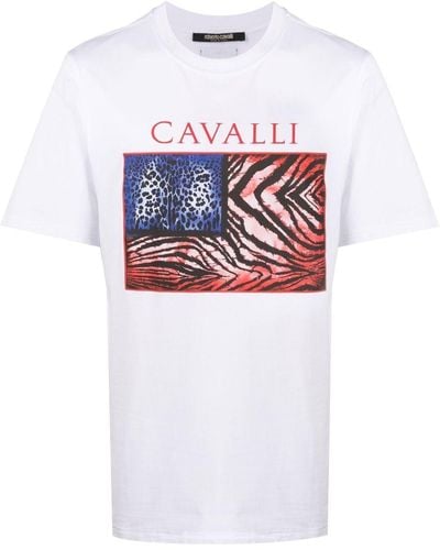 Roberto Cavalli Camiseta con logo estampado - Blanco