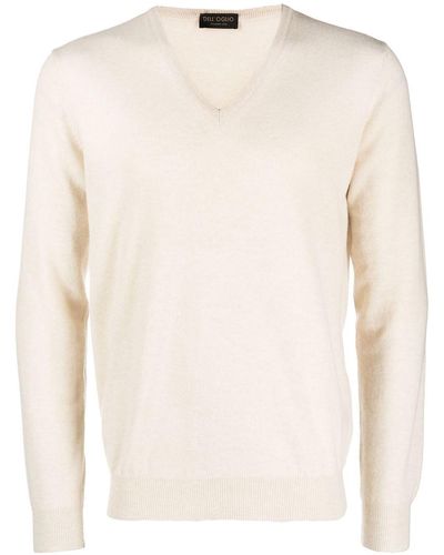 Dell'Oglio V-neck Cashmere-merino Sweater - Natural