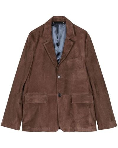 Paul Smith Single-breasted Leather Blazer - Brown