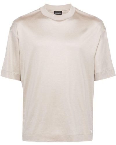 Emporio Armani Logo-embroidered Cotton T-shirt - White