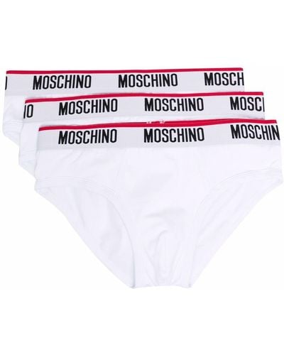 Moschino Logo-waistband Three-pack Briefs - White
