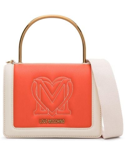 Love Moschino Bolso shopper con logo bordado - Rojo