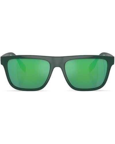 Burberry Gafas de sol con montura rectangular y logo - Verde