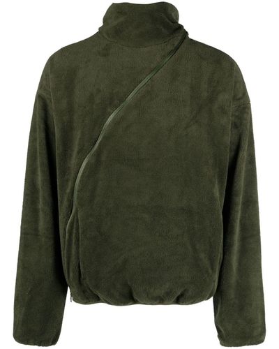 Post Archive Faction PAF Fleece-Kapuzenjacke mit asymmetrischem Reißverschluss - Grün