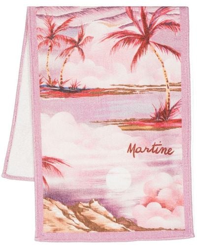 Martine Rose Palm Tree-print Towel Scarf - Pink