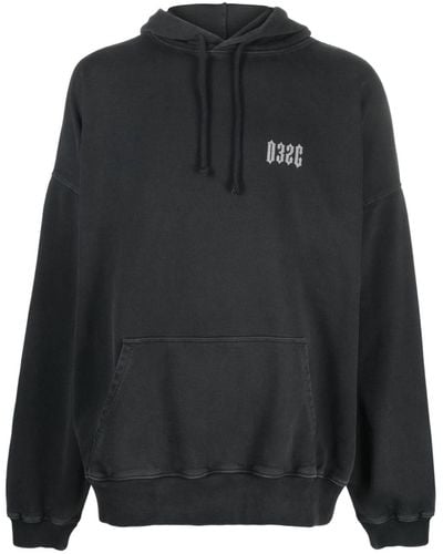 032c Logo-print Organic Cotton Hoodie - Black