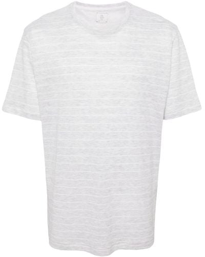 Eleventy T-shirt rayé à col rond - Blanc